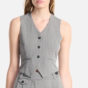 NWT Ena Pelly Serena Backless Waist Coat in Grey Pin Stripe - size 4